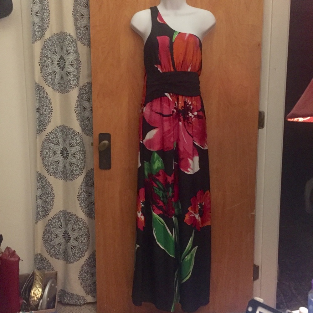 Hypnotik Floral One Shoulder Maxi Dress Size Large